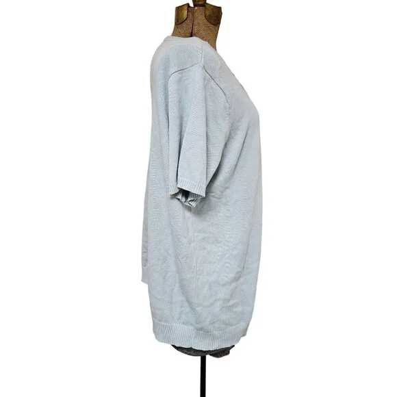 Liz Claiborne Light Blue Cotton Knit Sweater With Circle Design Womens Size 1X - Picture 5 of 11